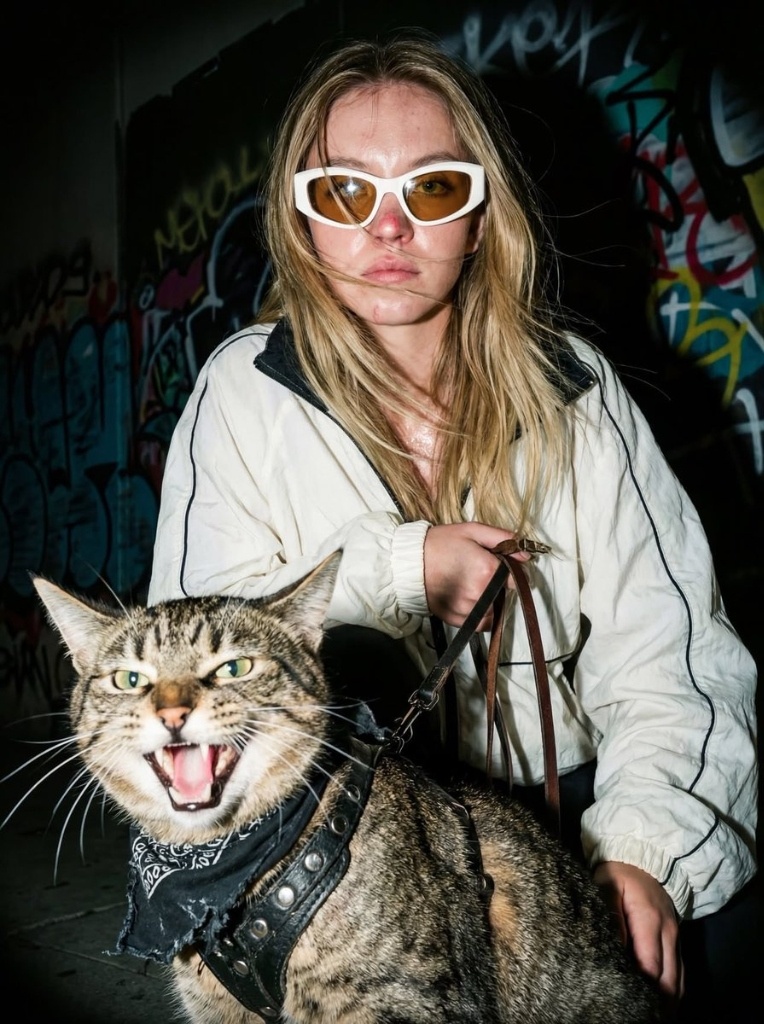 Woman playing with a cat