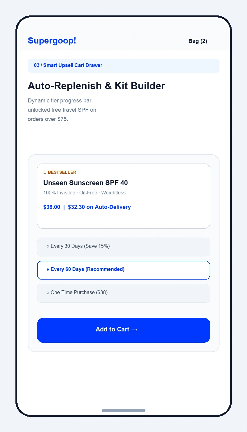 Supergoop Smart Cart Drawer & Free Gift Tier